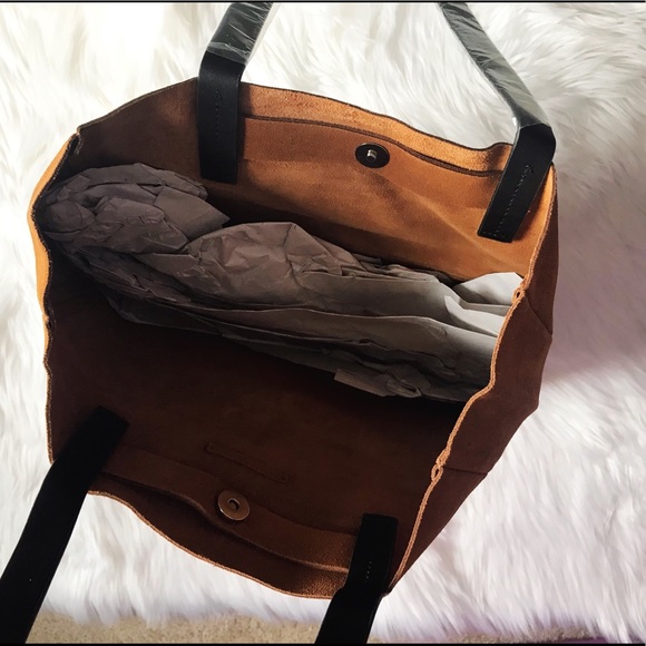 NWT ZARA CONTRAST COLOR LEATHER SHOPPER TOTE BAG - Picture 5 of 5